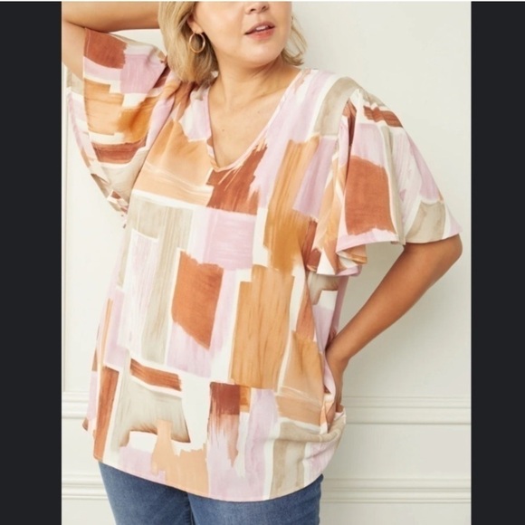 entro Tops - Entro Violet Skye Flutter Sleeve Blouse